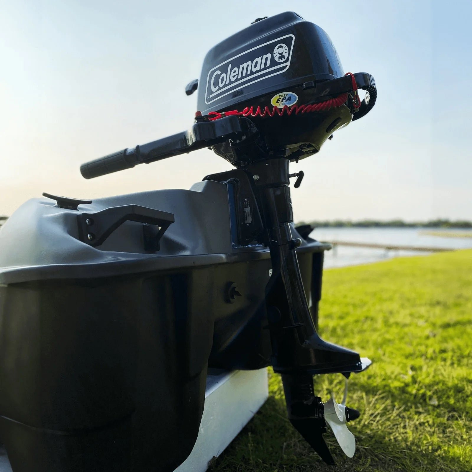 1022 Coleman Powersports 5 HP 4 Stroke Outboard Boat Motor with Easy Pull Start F5BMS