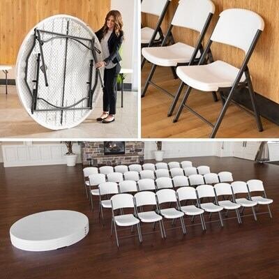 1ba4edf2-fff2-4cb2-b9bf-5e5df9281e73 Lifetime 60-Inch Round Stacking Tables (4) and Chair (32) Combo