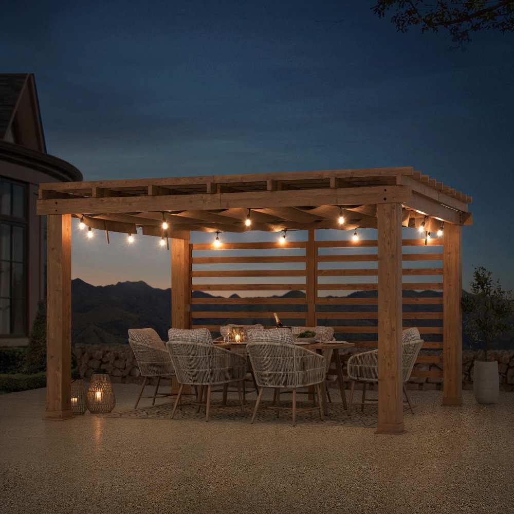 2.A106009500Lifestyle SUNJOY 11x13 Backyard Aluminum Pergola with Retractable Sling Canopy