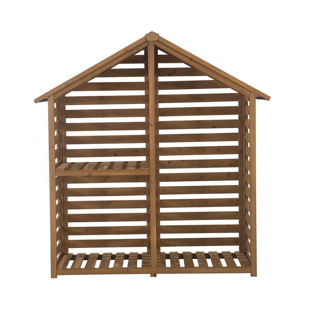 2.A803002600_Overall SUNJOY Outdoor Cedar Firewood Storage Rack Shed with Asphalt Roof