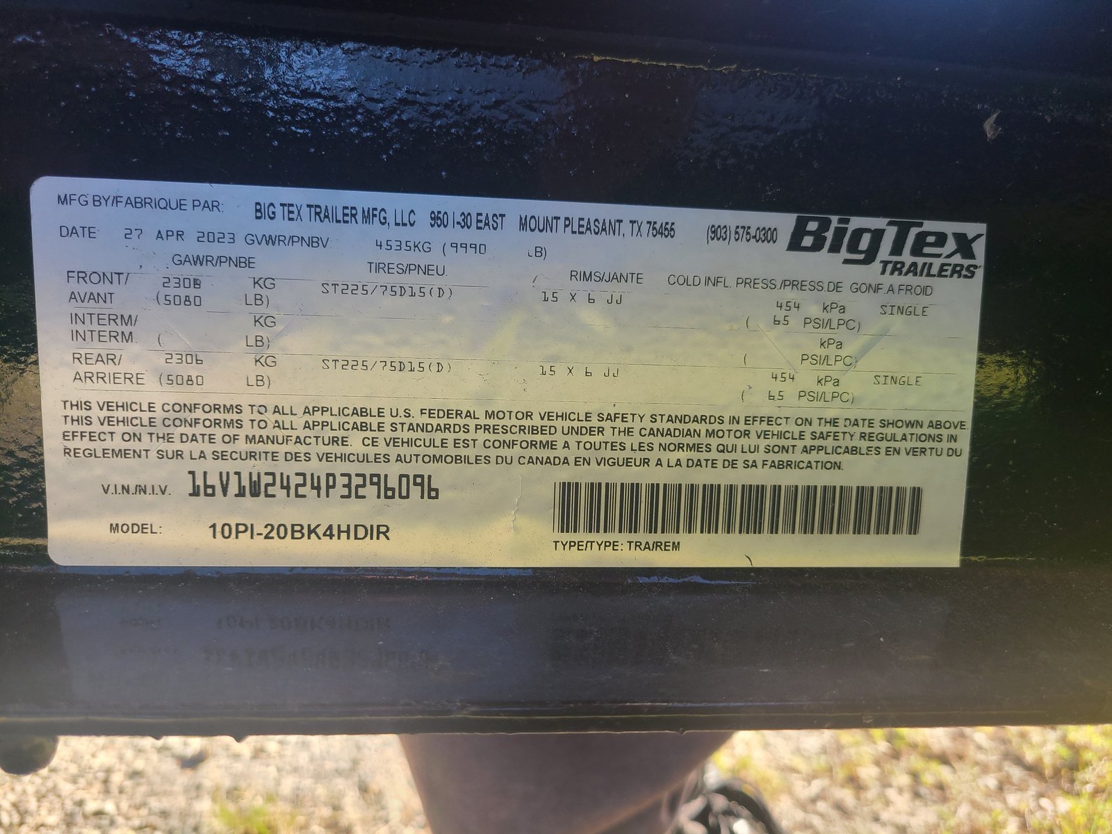 20240207_154828 7X20 Big Tex Tandem Axle Pipe Top Black Utility Trailer (10PI-20BK4HDIR)