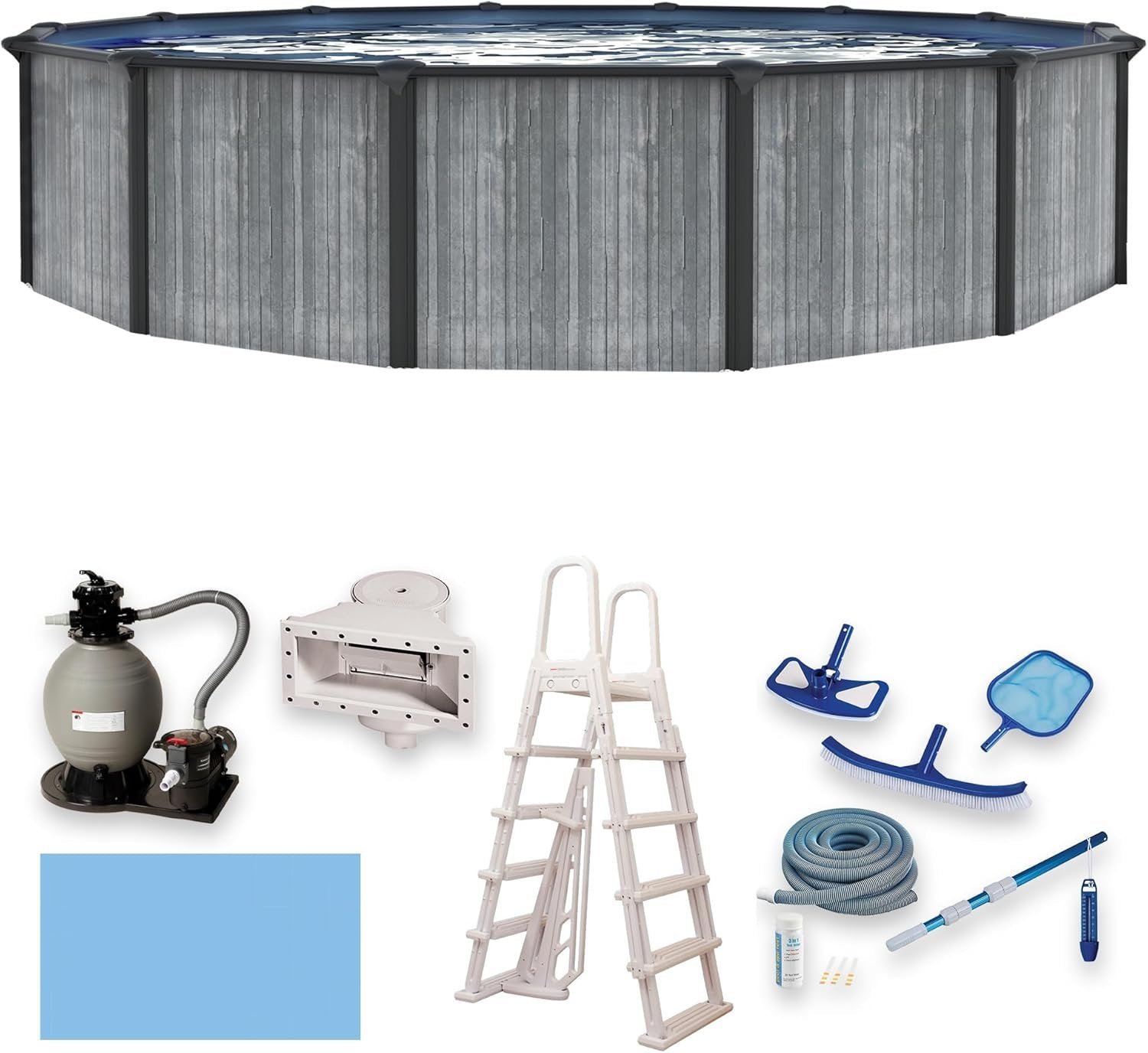 71LstggARdL._AC_SL1500 Blue Wave San Pedro 24-ft Round 52-in Deep 6-in Top Rail Above Ground Steel Wall Swimming Pool