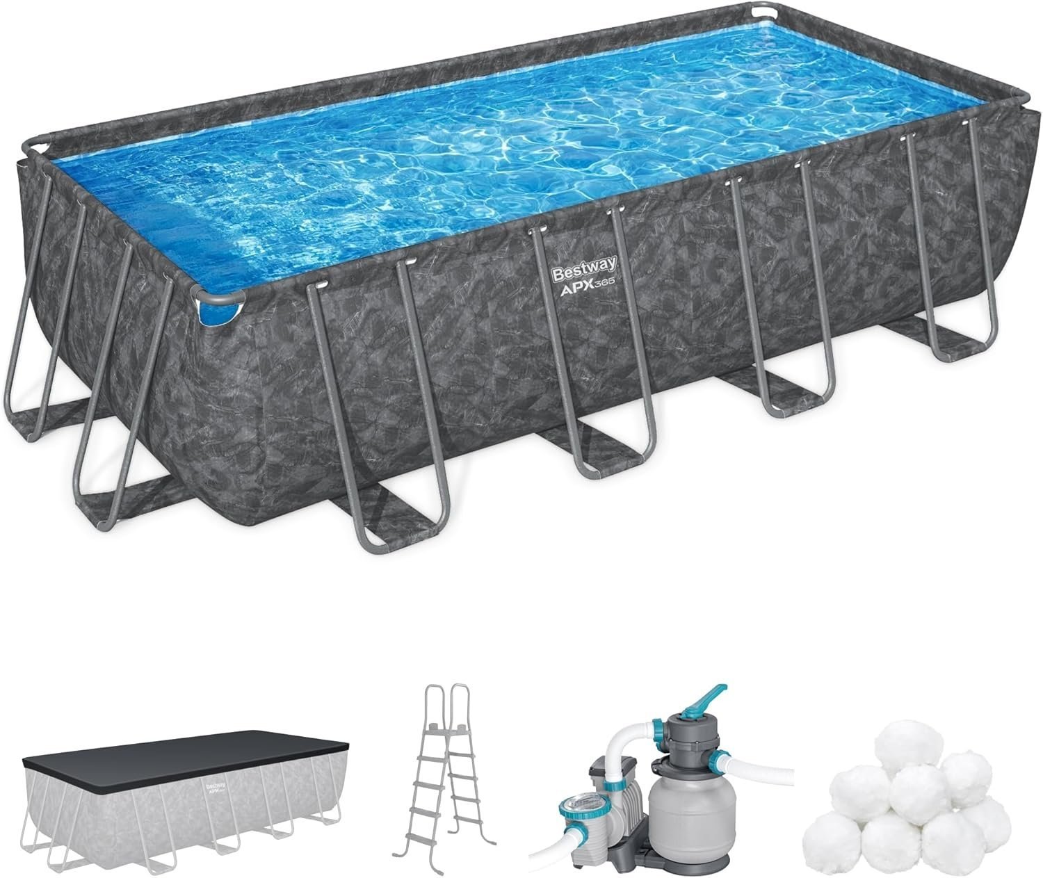 71iRx8zwm5L._AC_SL1500 Bestway APX 365 18′ x 9′ x 52″ Rectangular Above Ground Swimming Pool