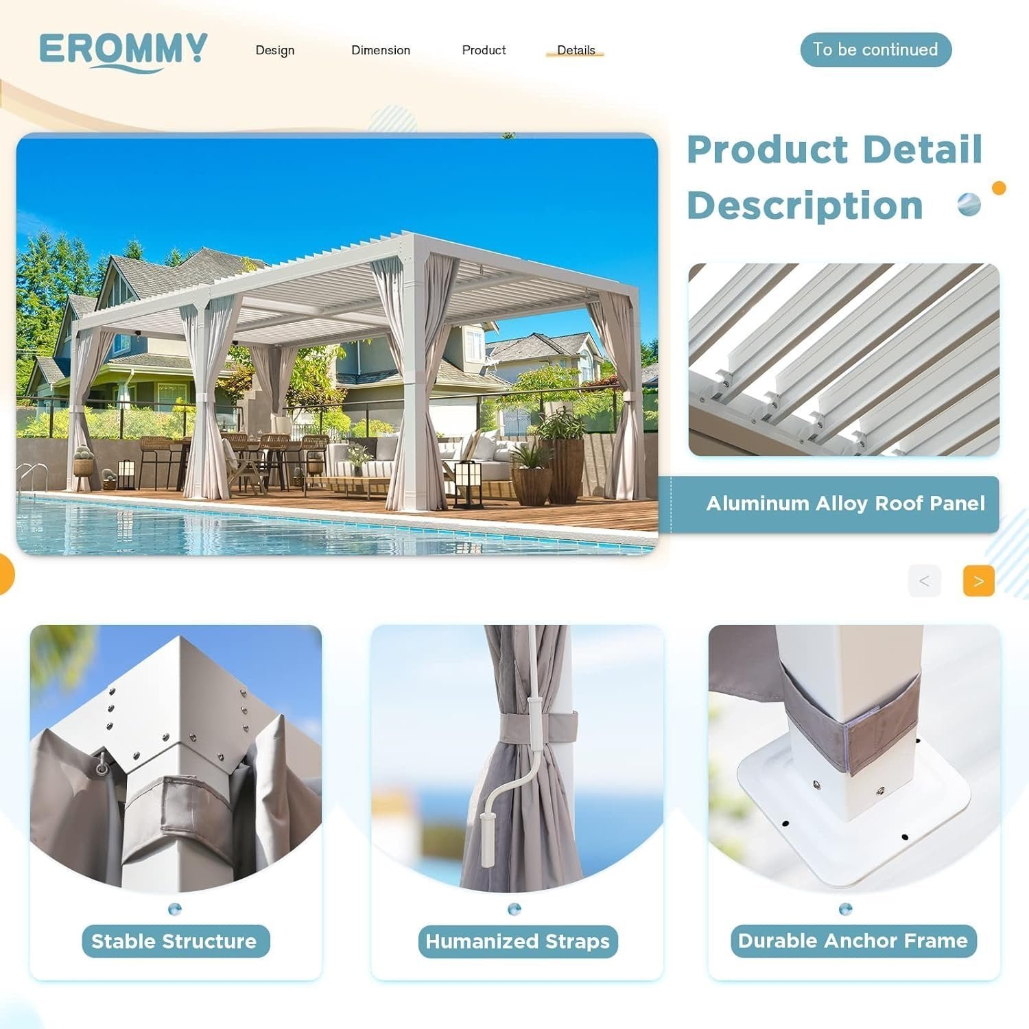 71o1LVGwHGL._AC_SL1500 Erommy Outdoor Louvered Pergola Gazebo with Adjustable Aluminum Rainproof Roof