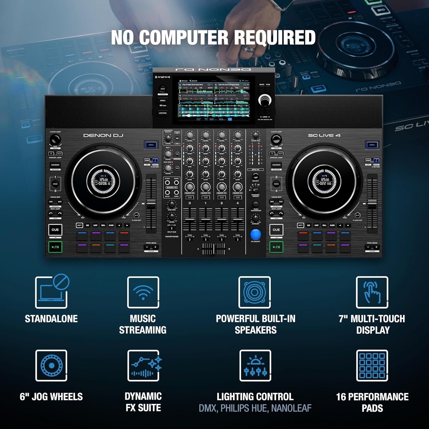 81EVkK8MEZL._AC_SL1500 Denon DJ SC LIVE 4 4-Deck Standalone DJ
