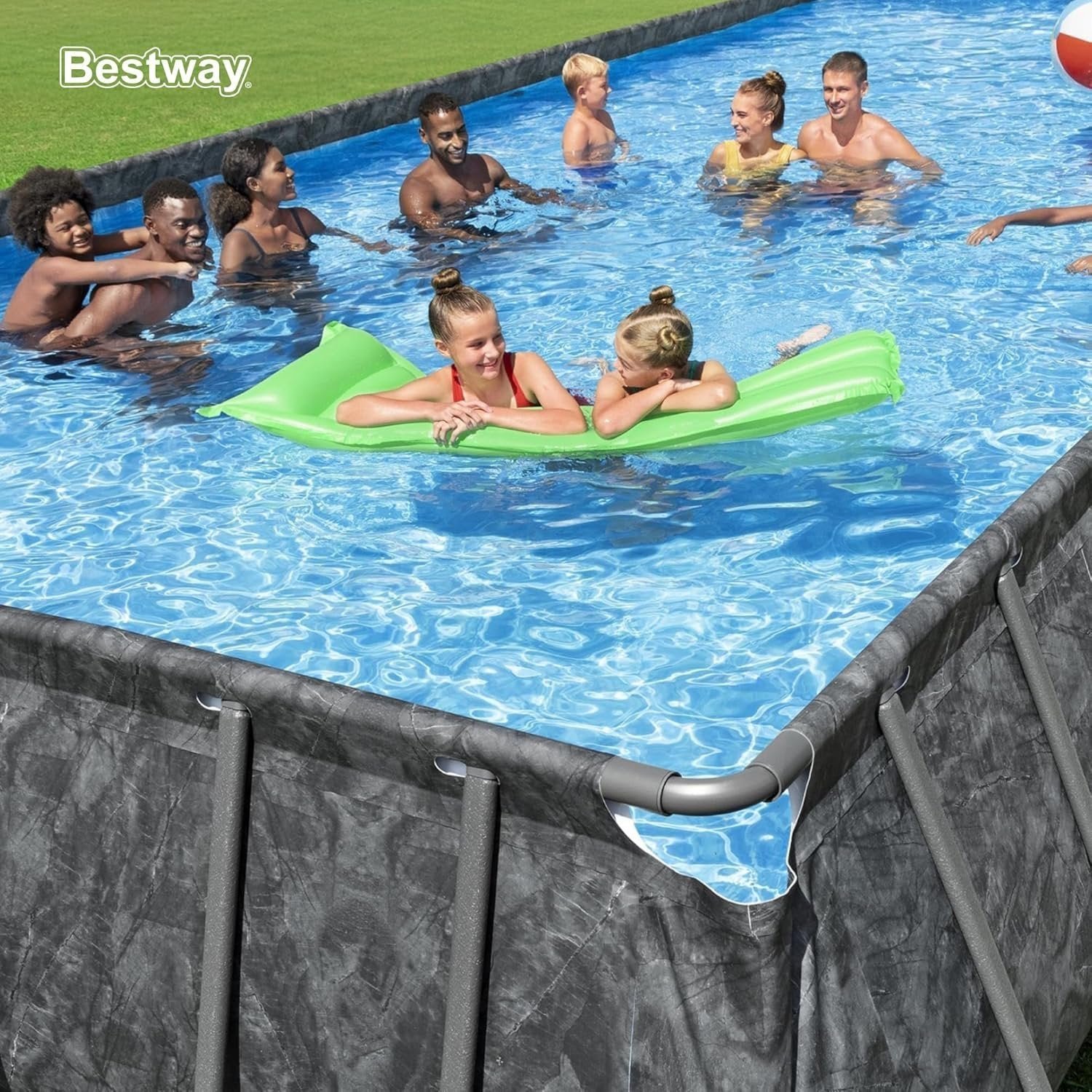 81szV3f6vjL._AC_SL1500 Bestway APX 365 18′ x 9′ x 52″ Rectangular Above Ground Swimming Pool