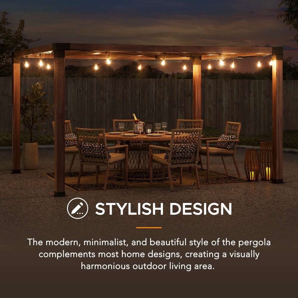 A106008100_10x12_Modern_Metal_Pergola_Kit_Design SUNJOY 10x12 Modern Metal Pergola Kit with Nature Wood Grain Finish