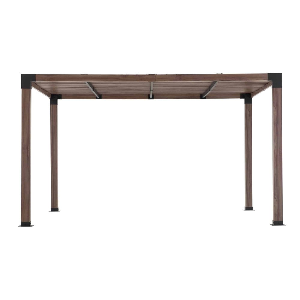 A106008100_10x12_Modern_Metal_Pergola_Kit_Overall SUNJOY 10x12 Modern Metal Pergola Kit with Nature Wood Grain Finish