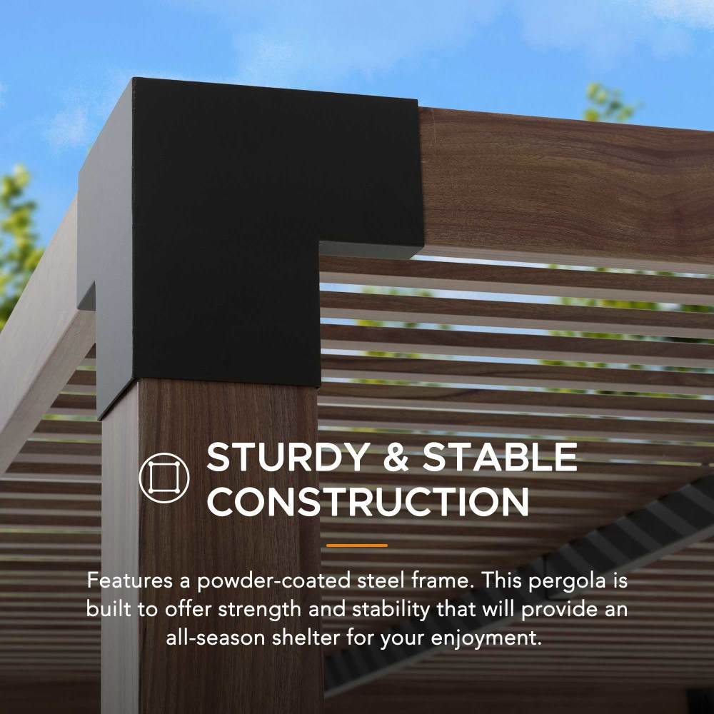 A106008100_10x12_Modern_Metal_Pergola_Kit_study SUNJOY 10x12 Modern Metal Pergola Kit with Nature Wood Grain Finish