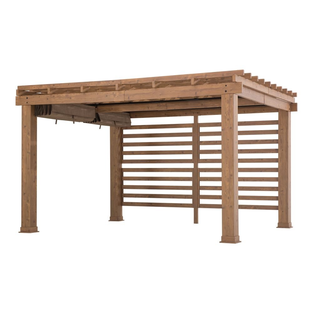 A106009500-overall SUNJOY 11x13 Backyard Aluminum Pergola with Retractable Sling Canopy