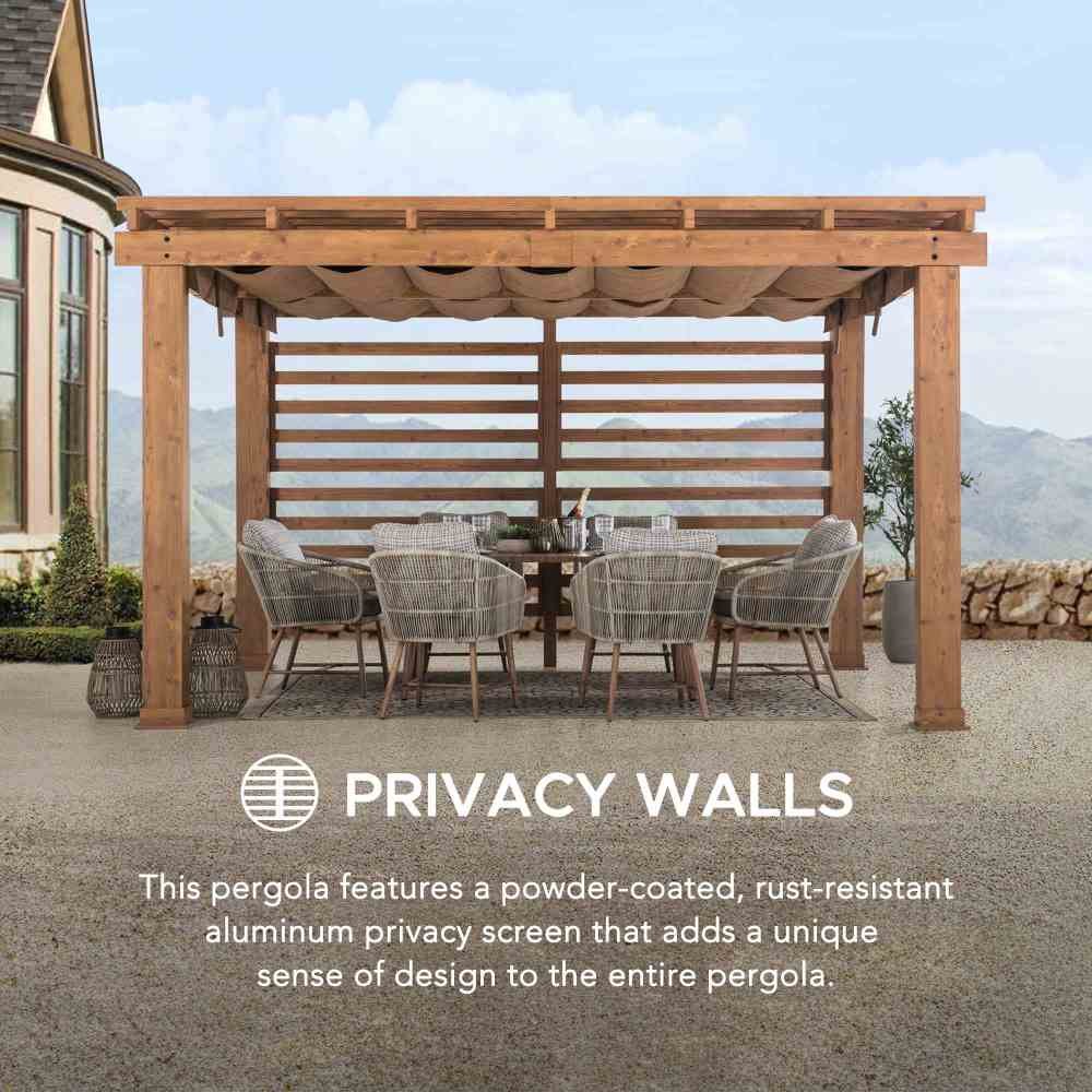 A106009500_ALUMINUM-PERGOLA_7 SUNJOY 11x13 Backyard Aluminum Pergola with Retractable Sling Canopy