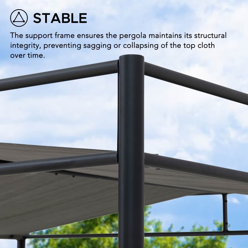 A106024803_10x10_Metal_Pergola_Stable SUNJOY 10x10 Darkeford Metal Pergola with Sling Fabric Canopy - Black