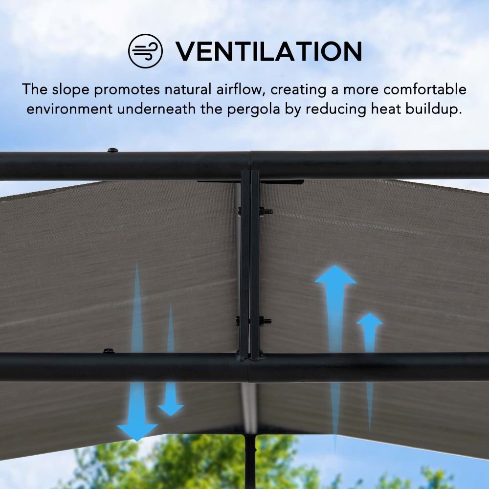 A106024803_10x10_Metal_Pergola_Ventilation SUNJOY 10x10 Darkeford Metal Pergola with Sling Fabric Canopy - Black