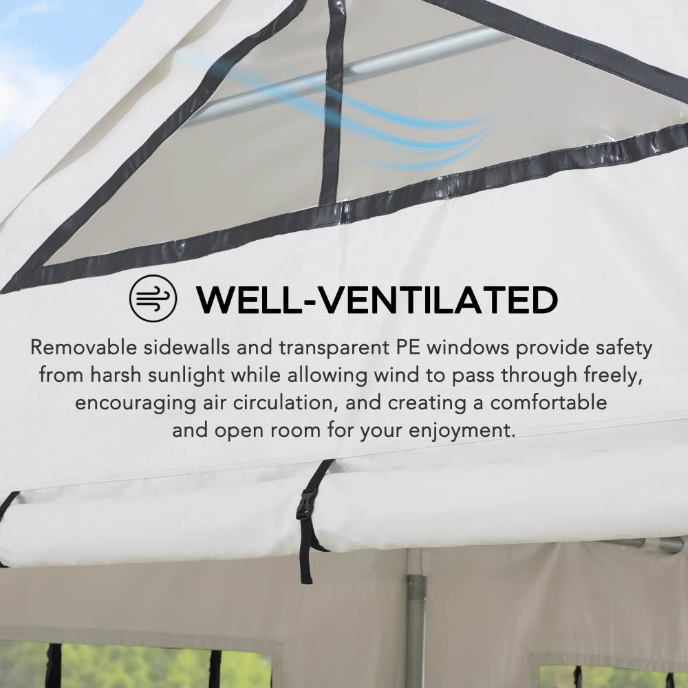 A110001700_12x30_Sundale_Party_Tent_Well-ventilated SUNJOY 12x30 Sundale Party Tent with 8 Removable PE Windows and 2 Roll-up Side Walls