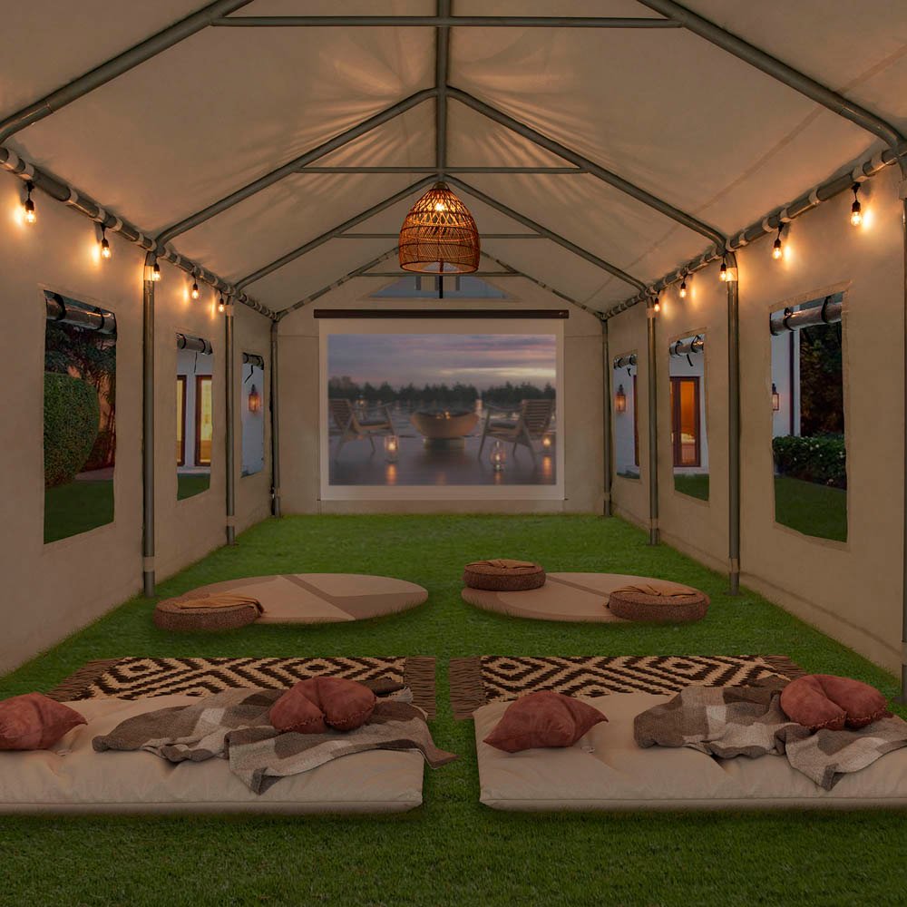 A110001700_12x30_Sundale_Party_Tent_design SUNJOY 12x30 Sundale Party Tent with 8 Removable PE Windows and 2 Roll-up Side Walls