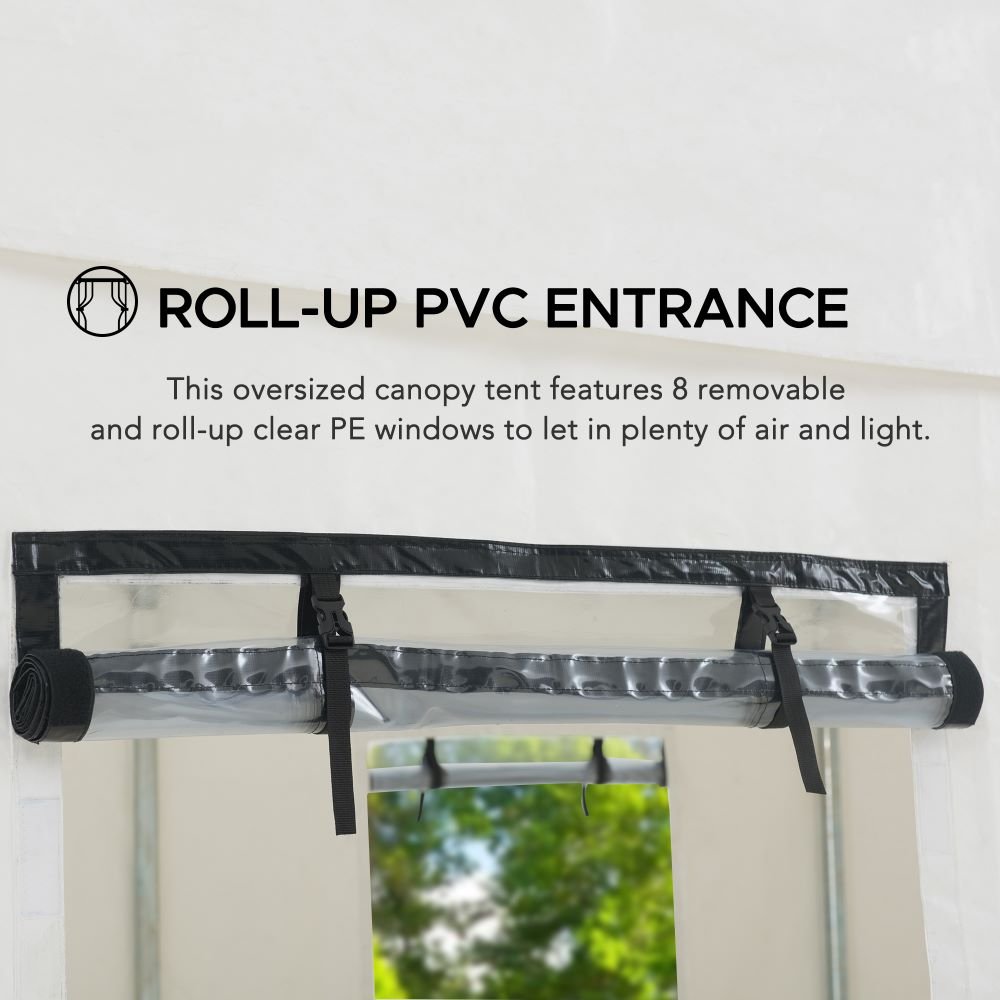 A110001700_12x30_Sundale_Party_Tent_entrance SUNJOY 12x30 Sundale Party Tent with 8 Removable PE Windows and 2 Roll-up Side Walls