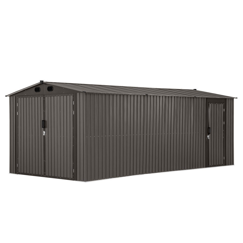 A110006602_10x20_Storage_Shed_Kits_Overall SUNJOY 10x20 Storage Shed Kits with Lockable Doors and Vents - Tan