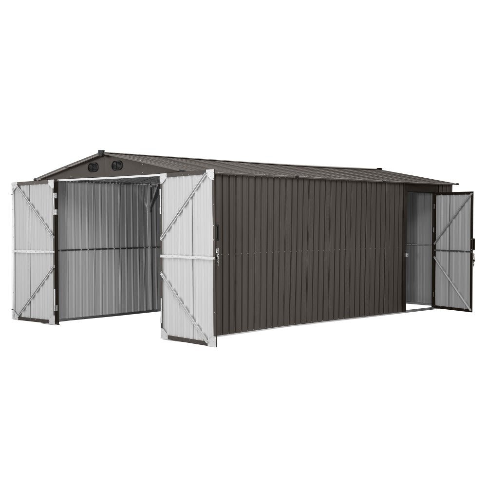 A110006602_10x20_Storage_Shed_Kits_Overall_1 SUNJOY 10x20 Storage Shed Kits with Lockable Doors and Vents - Tan