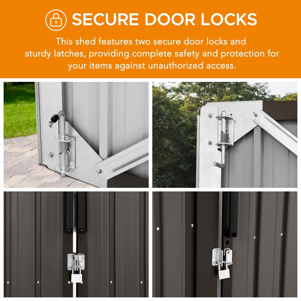 A110006602_10x20_Storage_Shed_Kits_locks SUNJOY 10x20 Storage Shed Kits with Lockable Doors and Vents - Tan