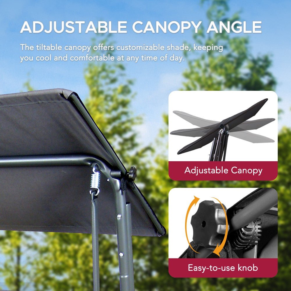 A215012900_Porch_Swing_and_Bed_Canopy SUNJOY 4-Seat Italian-Made Patio Swing Chair / Bed with Adjustable Canopy and Cushions – Gray