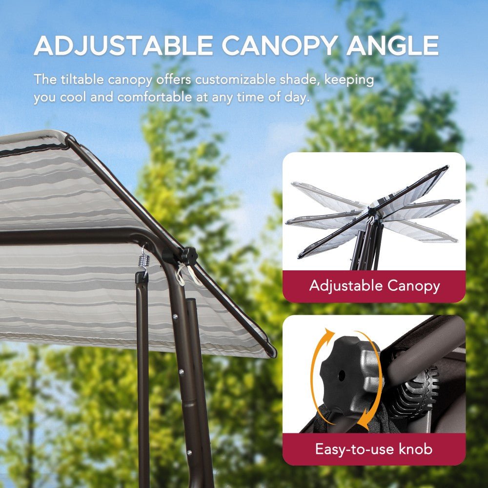 A215012901_Swing_and_Bed_CANOPY SUNJOY 4-Seat Italian-Made Patio Swing Chair / Bed with Adjustable Canopy and Cushions – Stripe