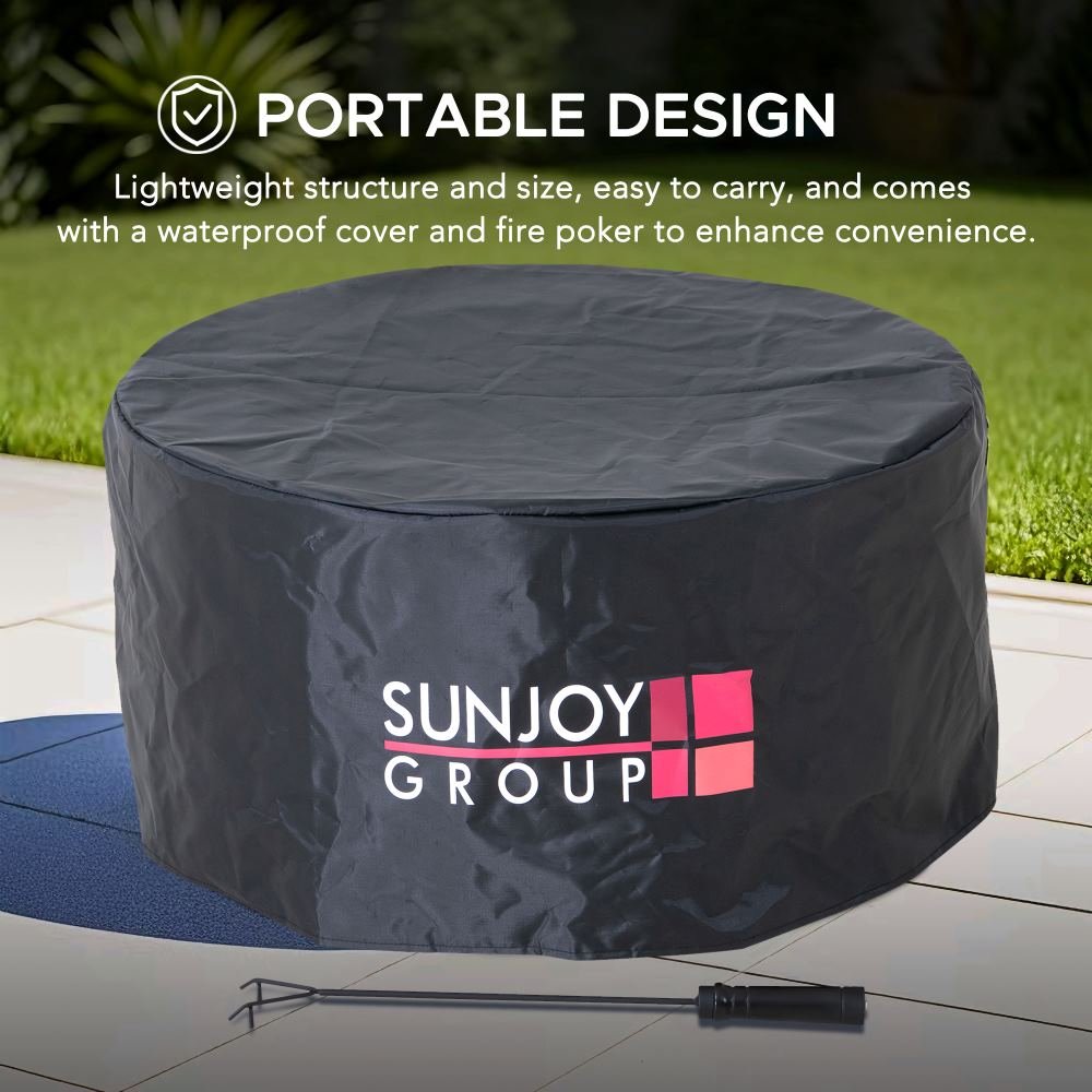 A301060800_Triangular_Smokeless_Fire_Pit_6 SUNJOY 28 Inch Round Stainless Steel Smokeless Fire Pit with PVC Cover and Poker - Black