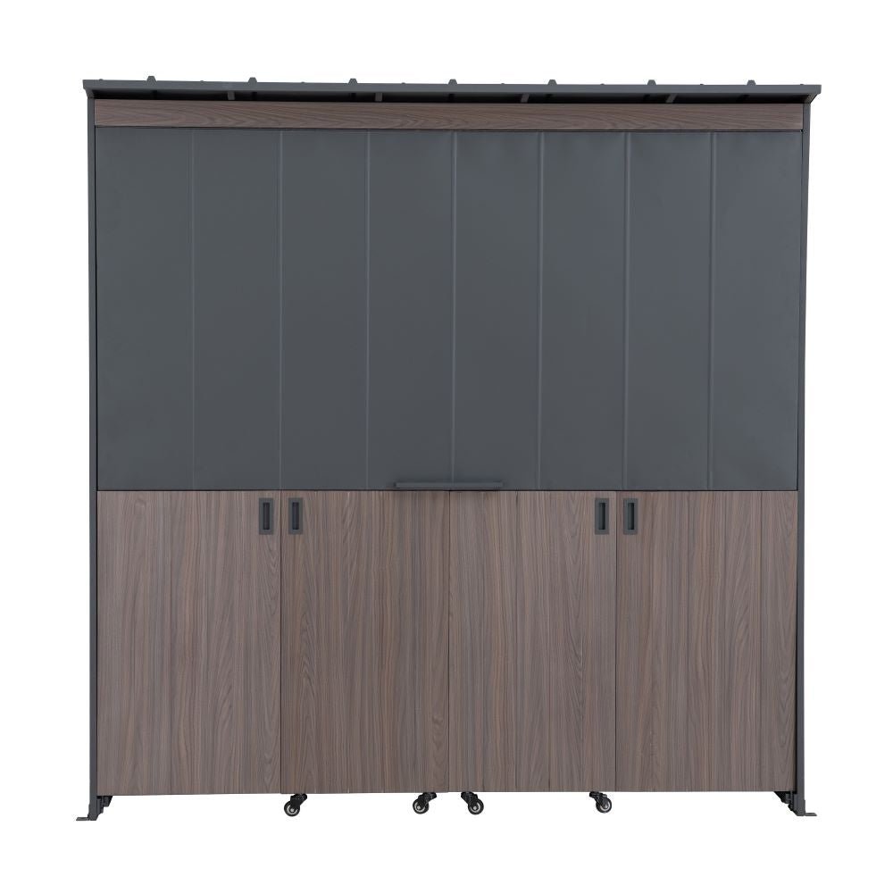 A801002750_Fleetwood_Outdoor_Grill_Kitchen_Back SUNJOY 7' x 3' Outdoor Kitchen / Grill Station with Overhead Lift-Up Door & Folding Sliding Doors for Compact Space