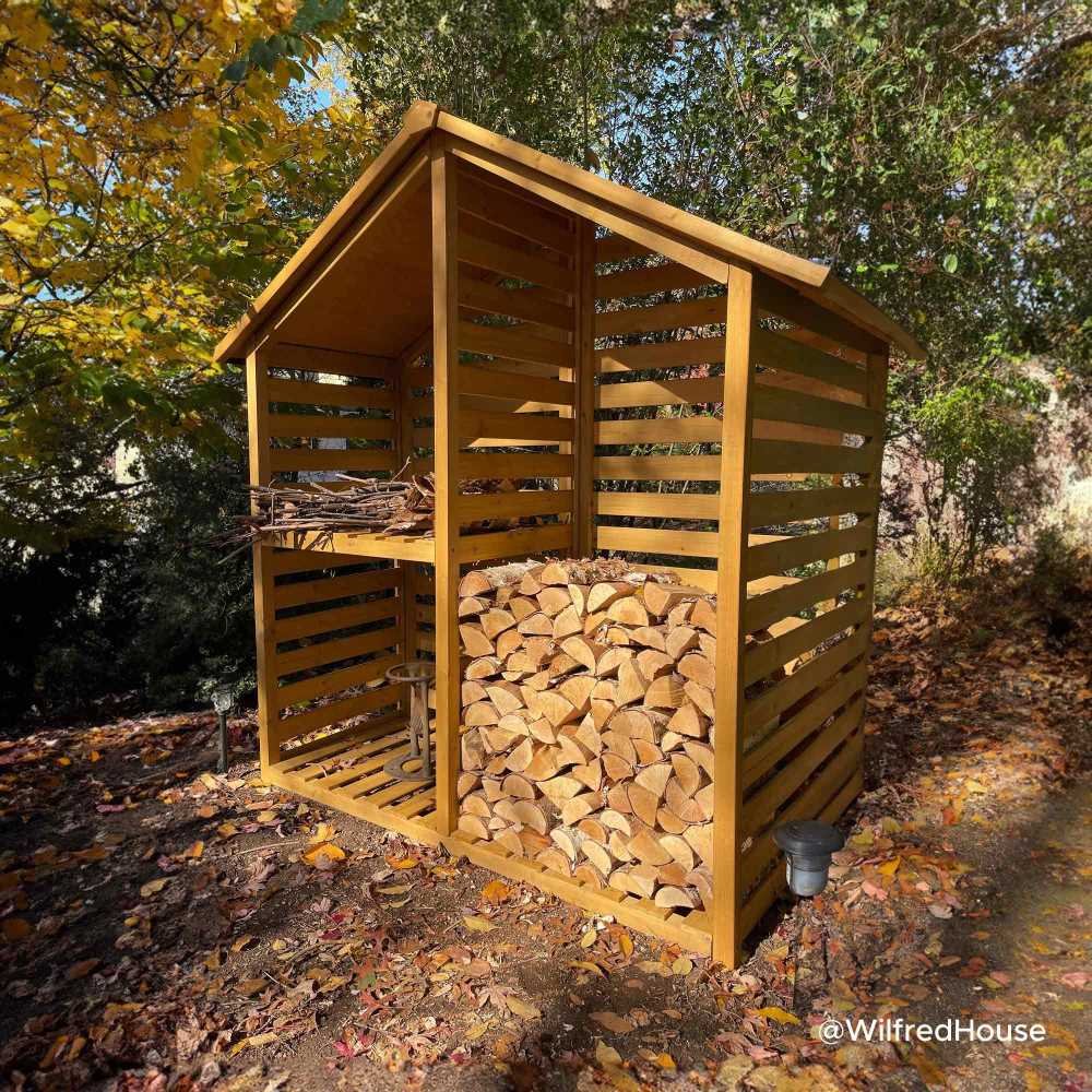 A803002600-_WilfredHouse SUNJOY Outdoor Cedar Firewood Storage Rack Shed with Asphalt Roof