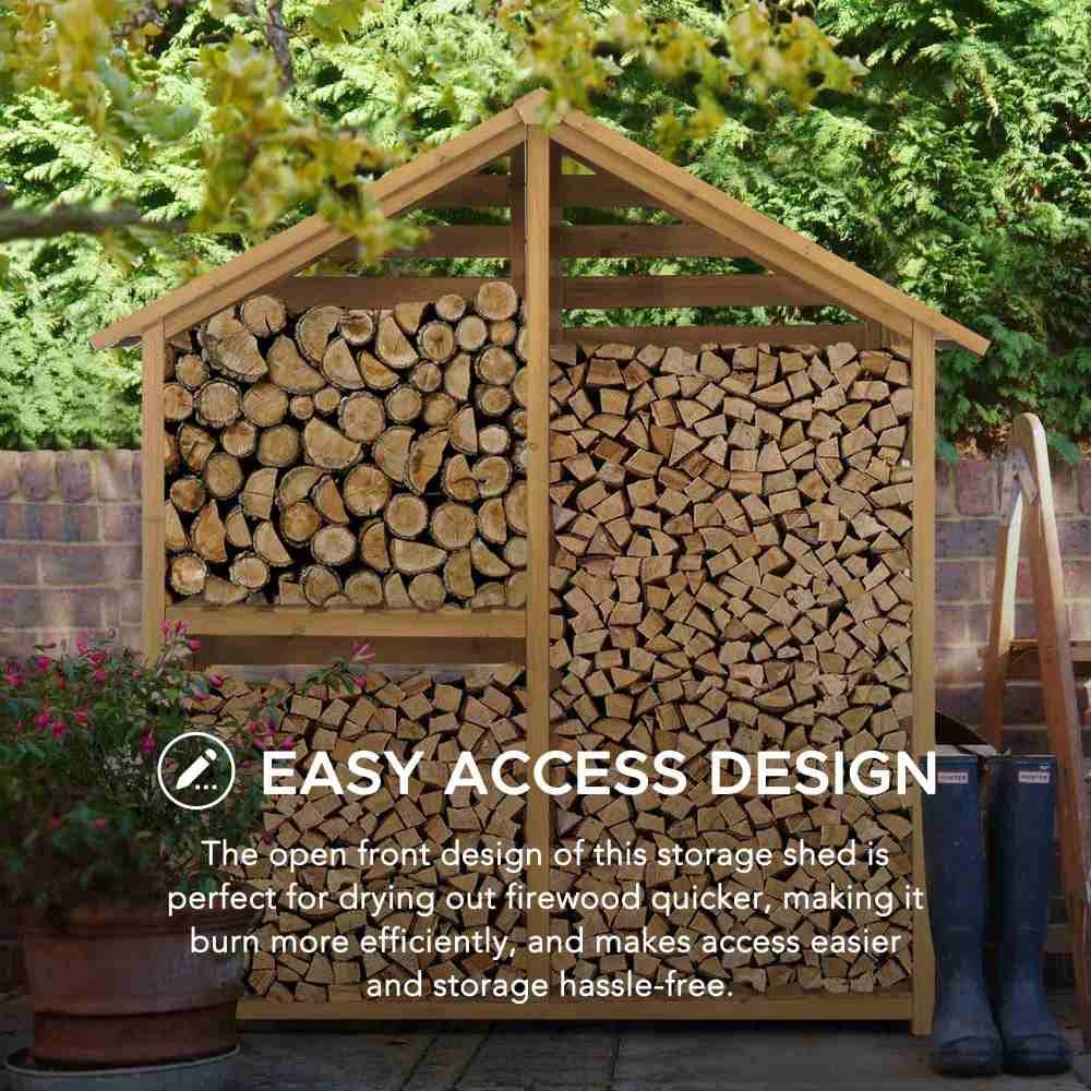 A803002600-design SUNJOY Outdoor Cedar Firewood Storage Rack Shed with Asphalt Roof