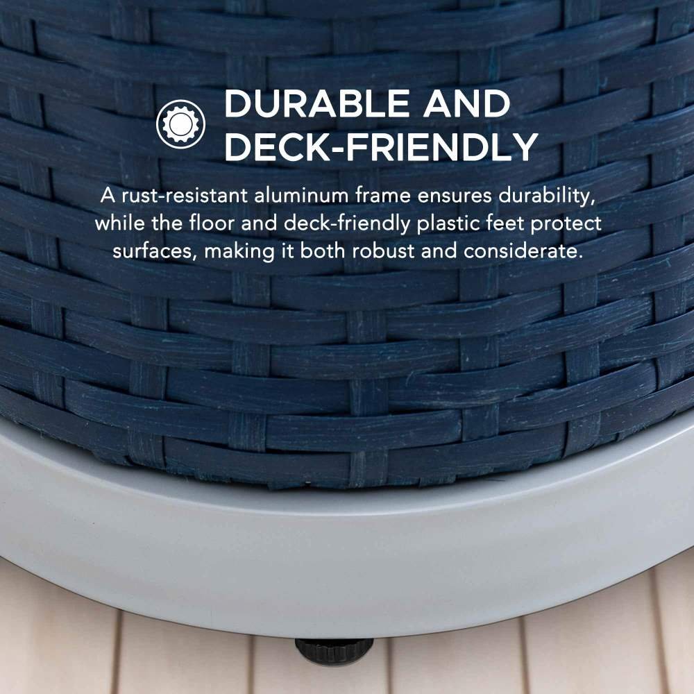 A804001601_Pool_Float_Storage_Rack_Durable_2 SUNJOY 35 Inch Rust-proof Wicker Pool Float Storage Rack for Floaties - Navy