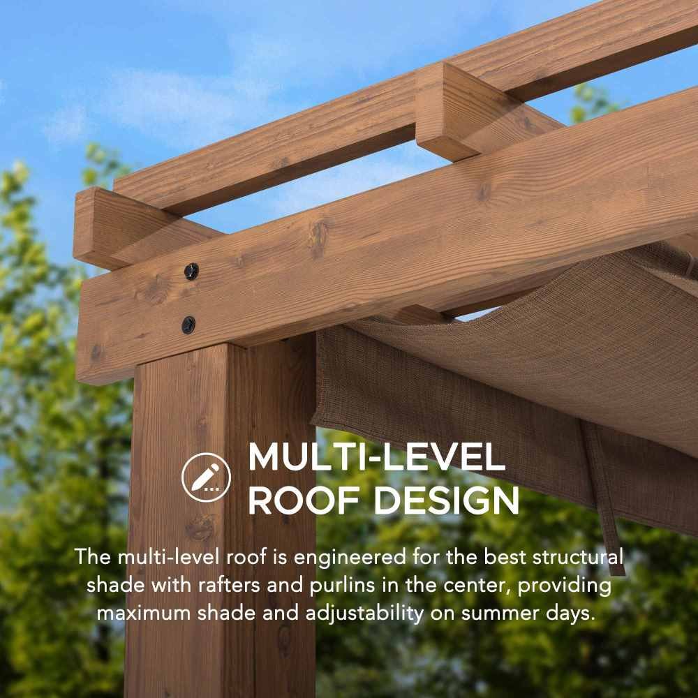 IMG_A106009500_13 SUNJOY 11x13 Backyard Aluminum Pergola with Retractable Sling Canopy
