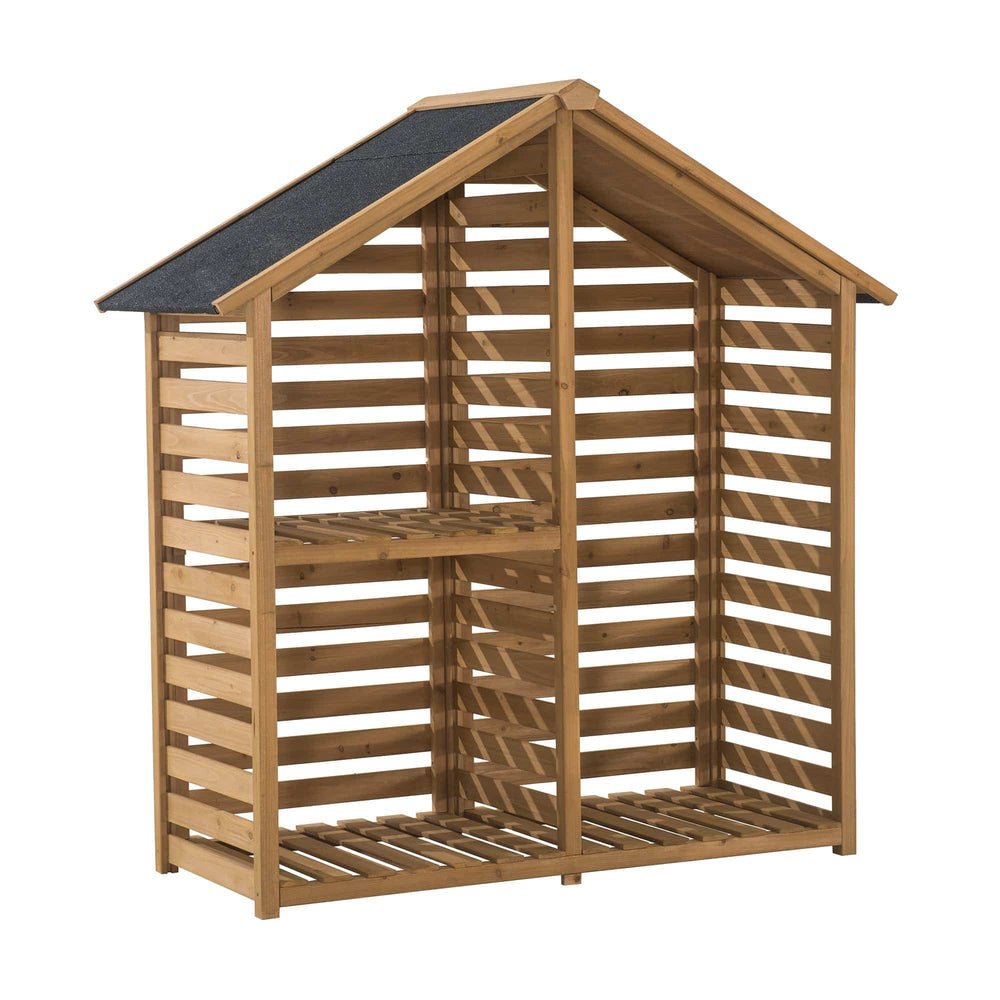 IMG_A803002600_91 SUNJOY Outdoor Cedar Firewood Storage Rack Shed with Asphalt Roof