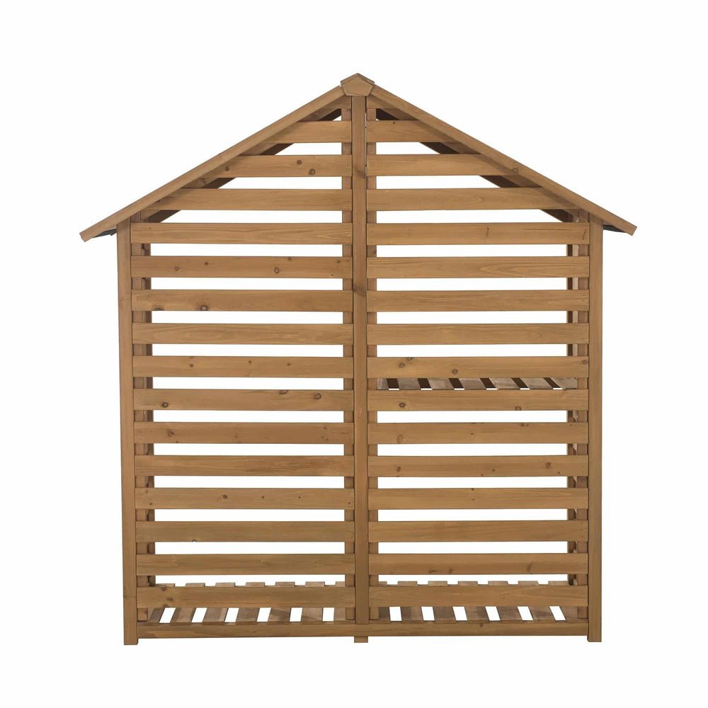 IMG_A803002600_93 SUNJOY Outdoor Cedar Firewood Storage Rack Shed with Asphalt Roof