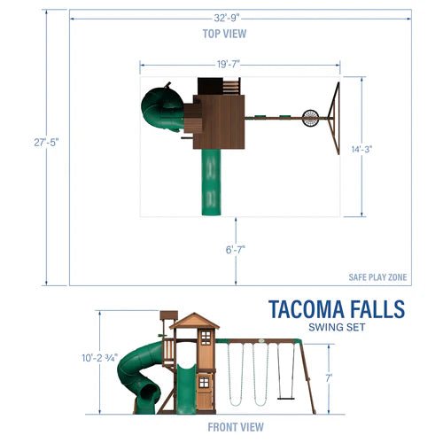 Tacoma-Falls-Play-Diagram Backyard Discovery Tacoma Falls Swing Set