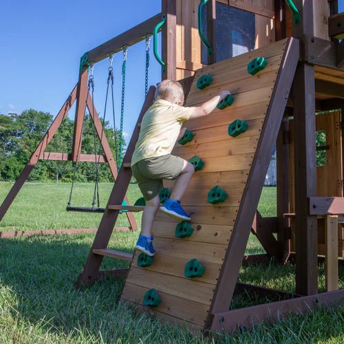 Tacoma-Falls-Rock-Wall Backyard Discovery Tacoma Falls Swing Set