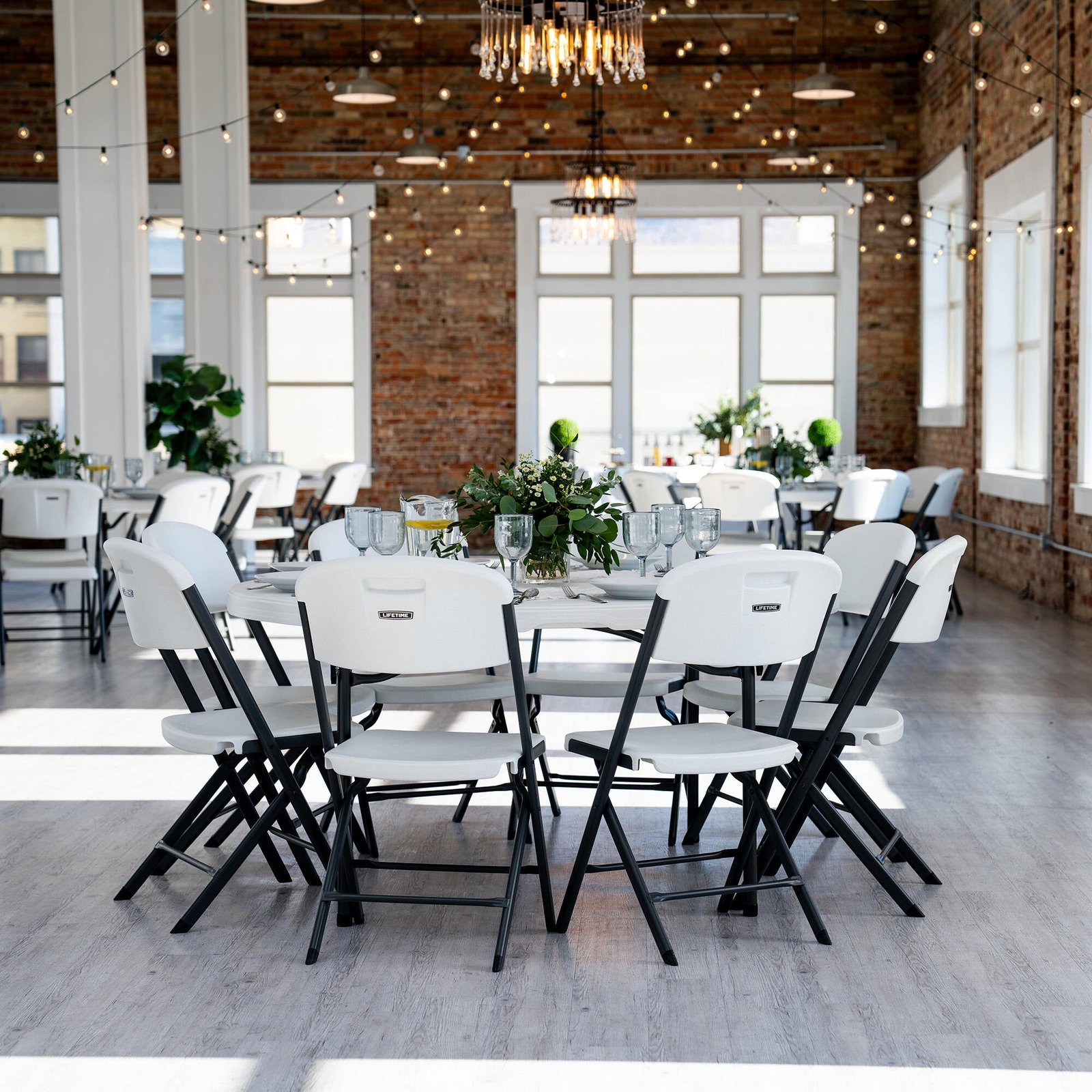 a9275baa-c4d4-49df-942c-e2f7875acf38 Lifetime 60-Inch Round Stacking Tables (4) and Chair (32) Combo