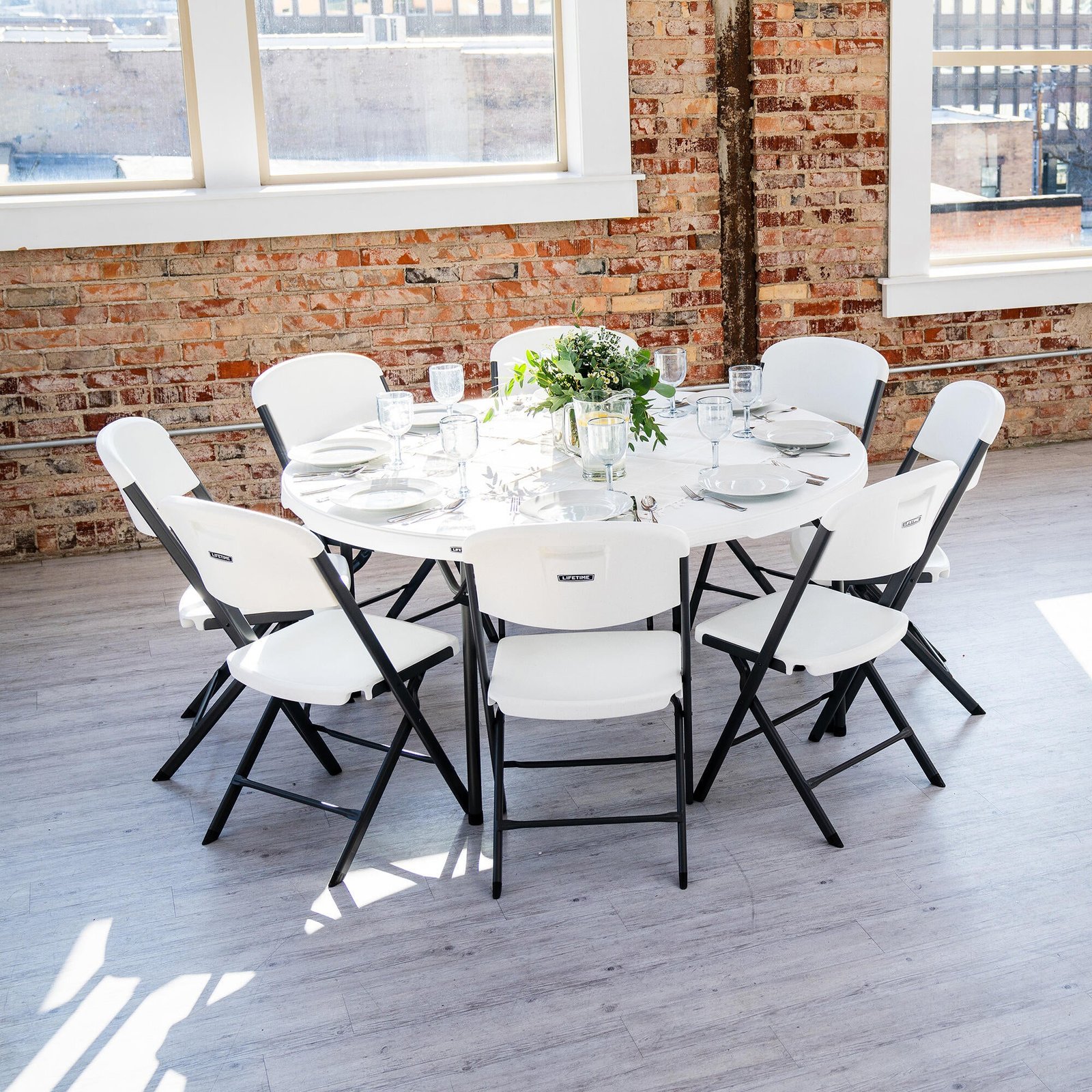 aa26da00-d97a-4a32-bbc2-11752c01943c Lifetime 60-Inch Round Stacking Tables (4) and Chair (32) Combo