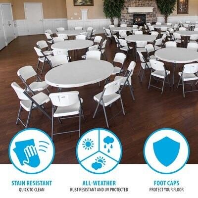 c5806ef4-ee64-4161-85ac-ed0ced798c71 Lifetime 60-Inch Round Stacking Tables (4) and Chair (32) Combo