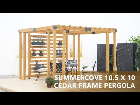 hqdefault_25387d5c-181d-494c-a840-87fcb53d22d6 SUNJOY 10x10 Wooden Pergola with Privacy Screen & Hanging Planters