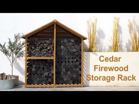hqdefault_30438e8a-db07-4f5f-abbf-ebde48a1af58 SUNJOY Outdoor Cedar Firewood Storage Rack Shed with Asphalt Roof