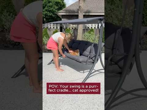 hqdefault_61ae5663-3bd1-44ff-af14-3c461a3277fc SUNJOY 4-Seat Italian-Made Patio Swing Chair / Bed with Adjustable Canopy and Cushions – Gray