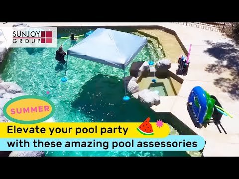 hqdefault_fb7c781d-98a3-4591-911b-952f5582849d SUNJOY 35 Inch Rust-proof Wicker Pool Float Storage Rack for Floaties - Navy